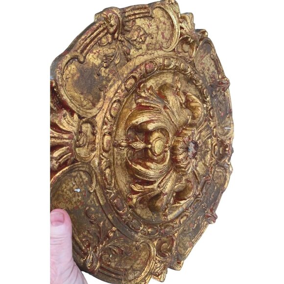 16" ROUND CHANDELIER CEILING MEDALLION BURNISH GOLD VICTORIAN Belgium Urethane - Picture 5 of 12